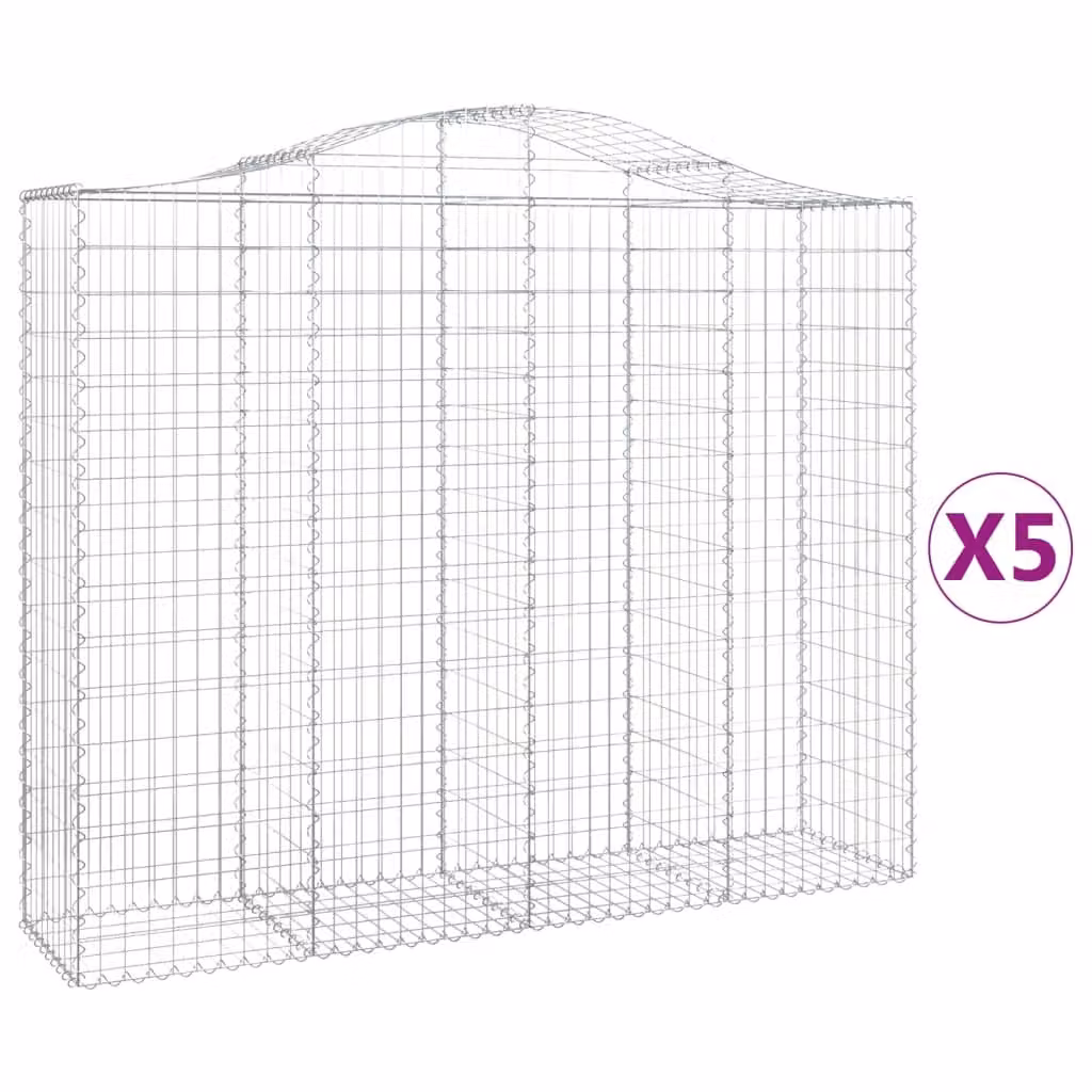 Cesti Gabbioni ad Arco 5 pz 200x50x160/180 cm Ferro Zincato