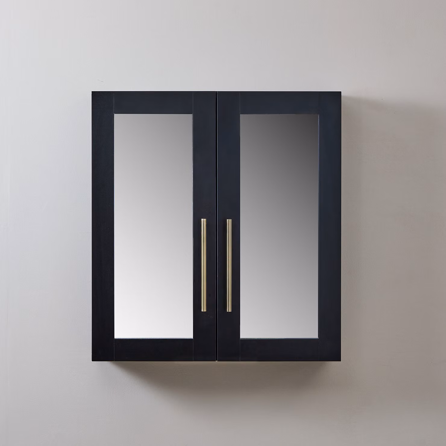 Mobiletto a Specchio da 900mm x 650mm Nero Grigio - Completo di Maniglie Moderne a Barra in Ottone Spazzolato - Cluo