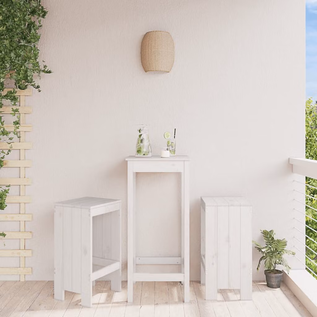 Set di 2 sgabelli da bar vidaXL in legno massello di pino bianco lacquered, L 40 cm x P 36 cm x H 75 cm