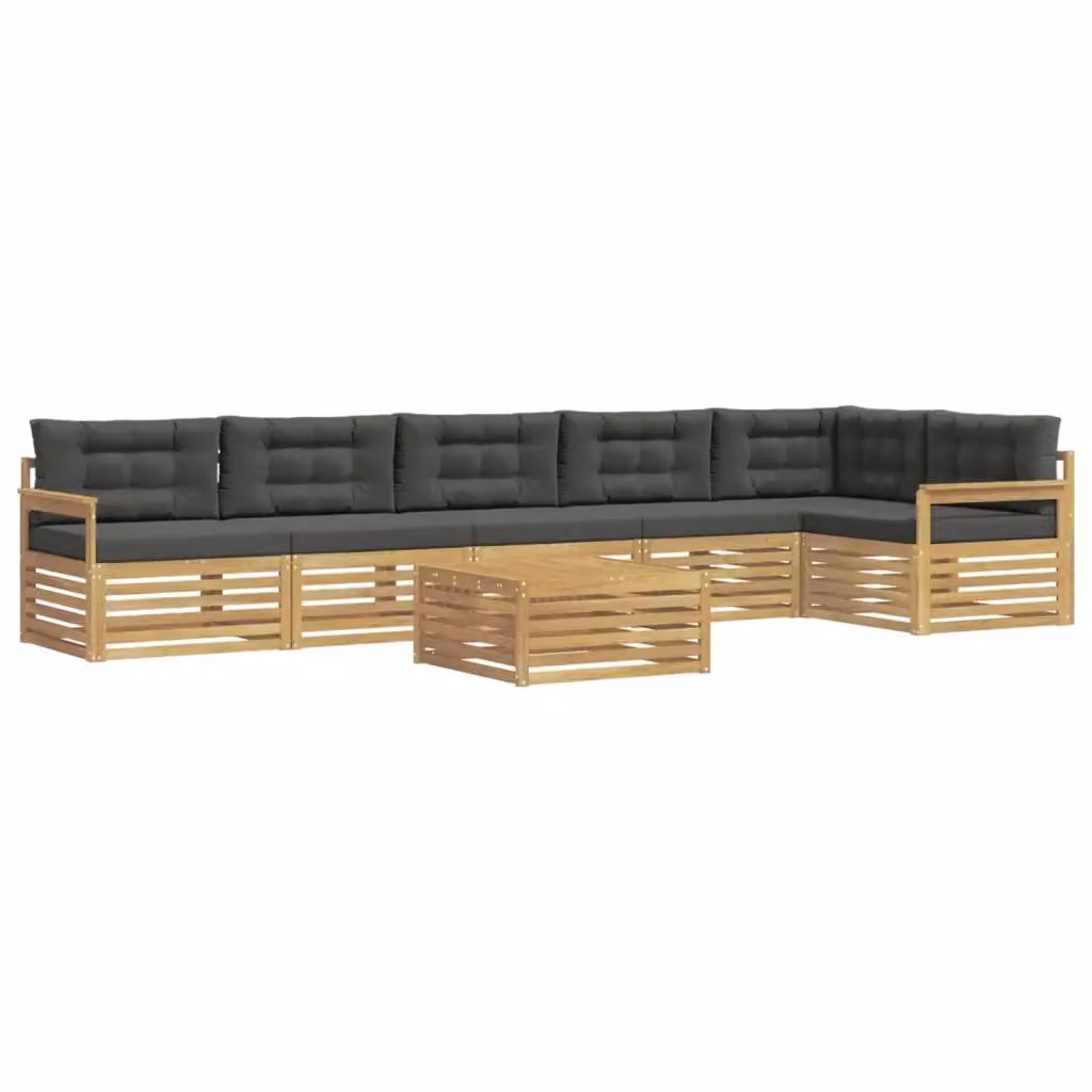 Set di divani da esterno moderno vidaXL in legno di acacia, 7 pezzi, Bianco e Antracite – 2