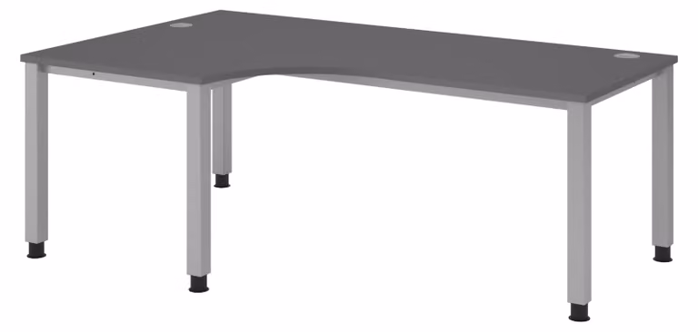 Scrivania bümö Serie Q - Struttura: argento, finitura: grafite, dimensioni: scrivania angolare 200 x 120 cm