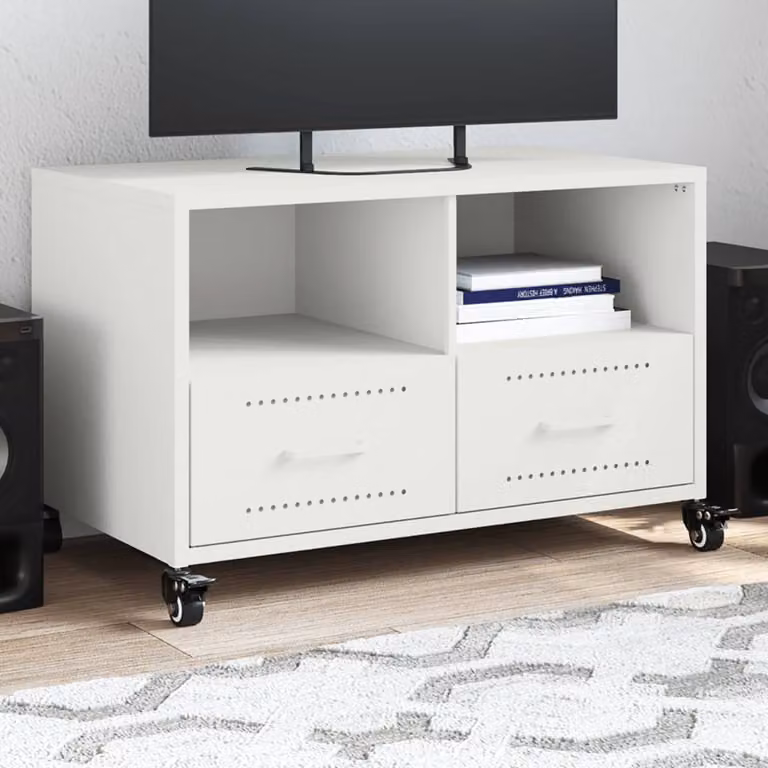 Mobile TV vidaXL Bianco in Metallo L: 68 cm, P: 39 cm, H: 43,5 cm
