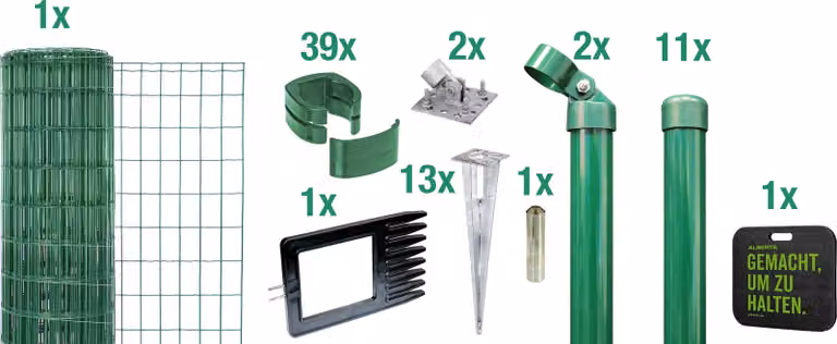 Alberts 695675 Fix-Clip Pro come set completo di recinzione, con presa a terra e cuscino per ginocchio, verde, altezza 81 cm, lunghezza 25 m