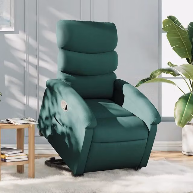 Poltrona Alzapersona Reclinabile vidaXL Verde con Assistenza Elettrica e Braccioli