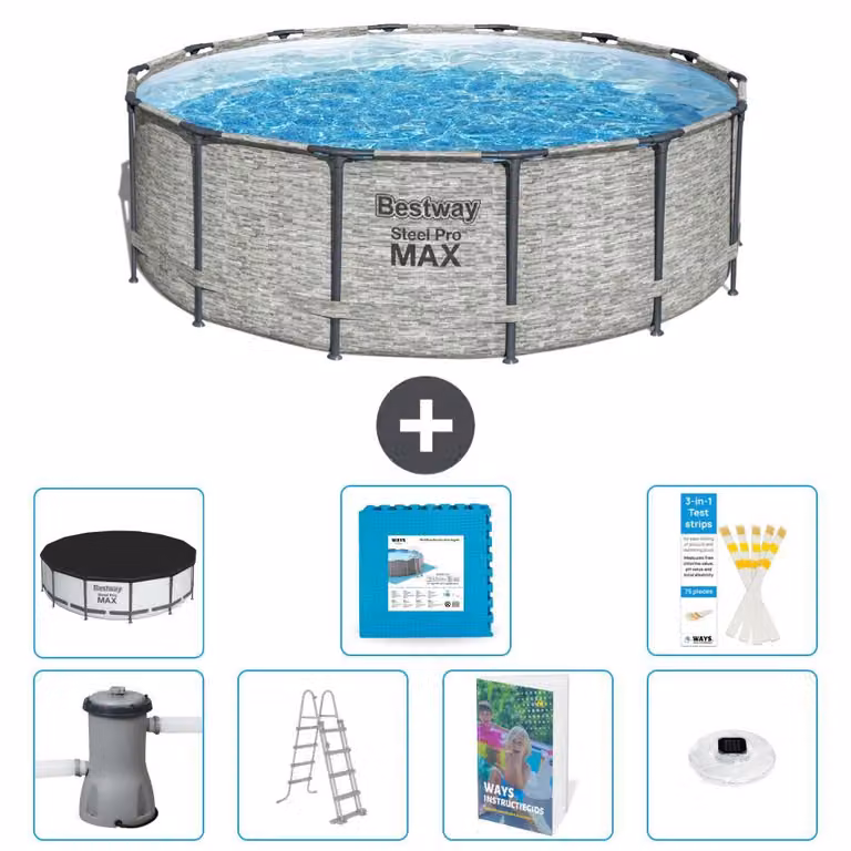 Piscina gonfiabile Bestway Steel Pro MAX, rotonda, 427x122 cm, composta da 6 parti, modello S674