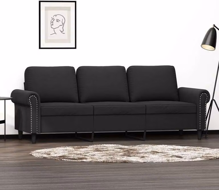 Maison Exclusive - Divano a 3 posti nero 180 cm velluto