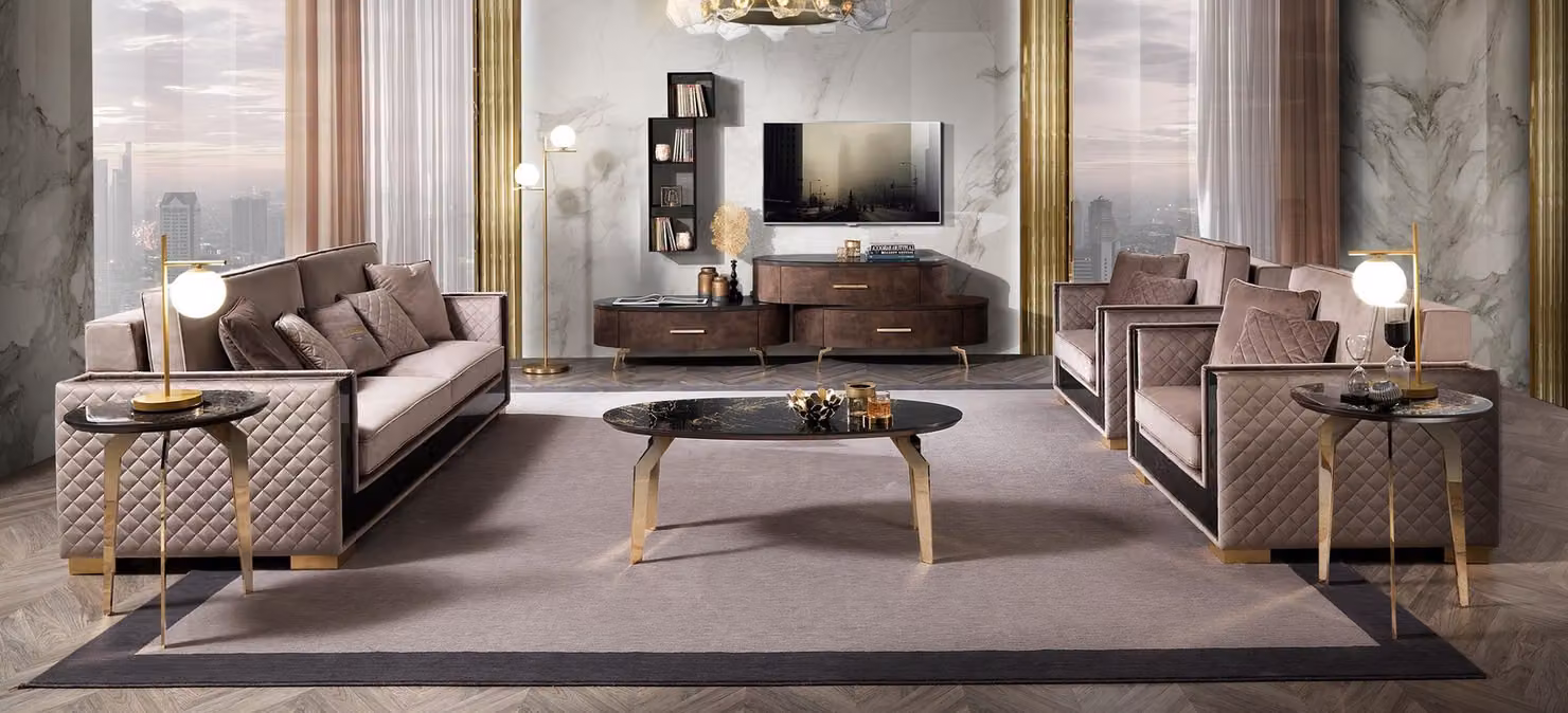 Polstergarnitur Möbel Couchen Leder Büro Sofagarnitur 3+1+1 Sofas Couch