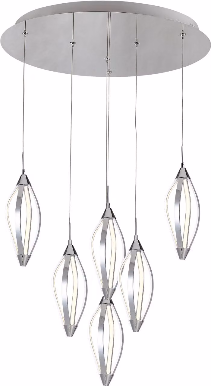 Lampada a sospensione LED SAKURA 6x13.2W, 3000K, cromo/bianco, Ø: 55, H: 120 cm