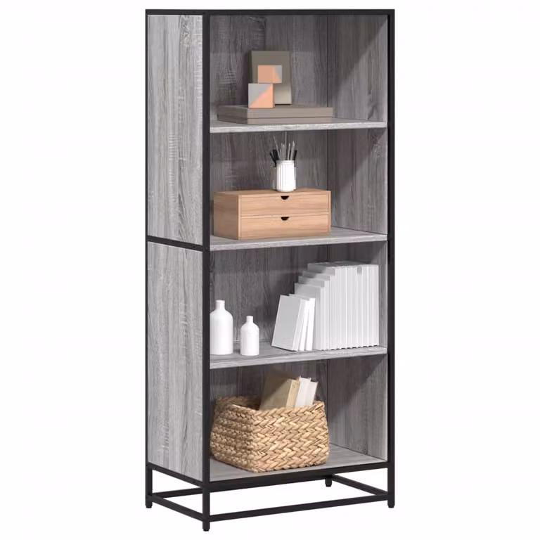 Libreria stile industriale vidaXL in legno e metallo, Grigio, L: 60 cm, P: 35 cm, H: 139 cm