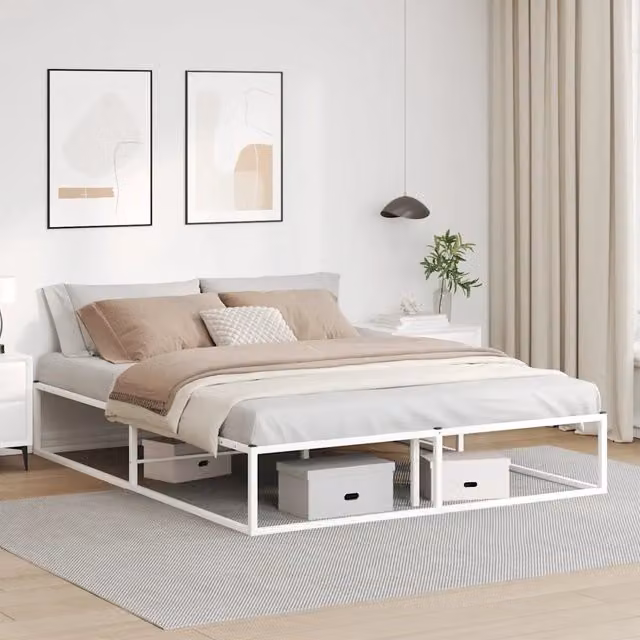 Letto in metallo bianco vidaXL L/P: 160 x 200 cm – 1