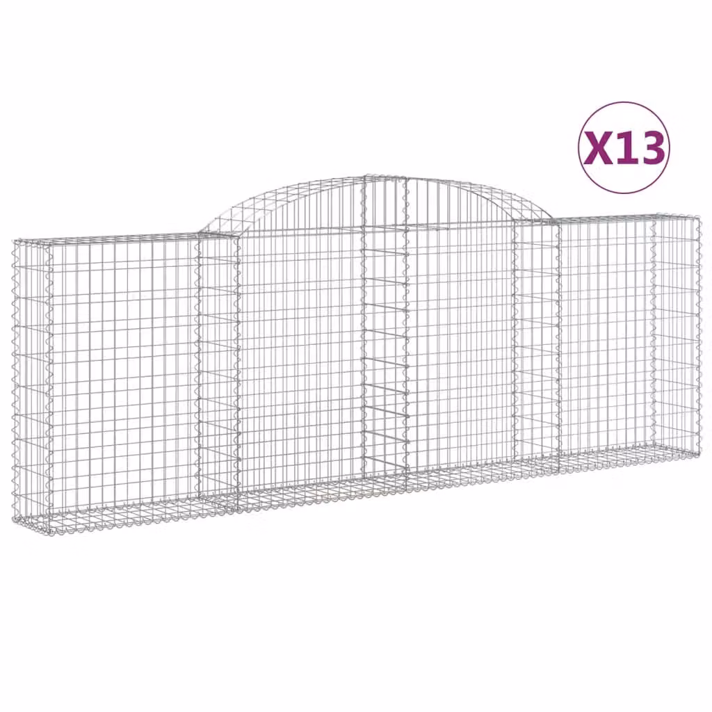 Cesti Gabbioni ad Arco 13 pz 300x30x100/120 cm Ferro Zincato