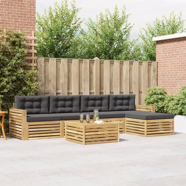 Set di divani da esterno 6 pz Bianco e Antracite Poliestere 3390372