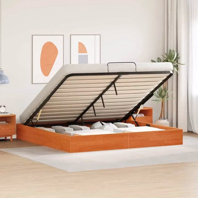 Telaio del Letto Ottomano con Ripostiglio Marrone Cera 3418800
