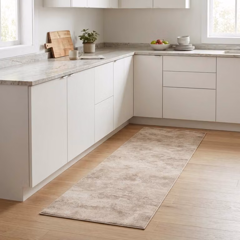 vidaXL Tappeto da Cucina Moderno Beige in Poliammide, Lavabile e Antiscivolo, L: 300 cm, P: 60 cm
