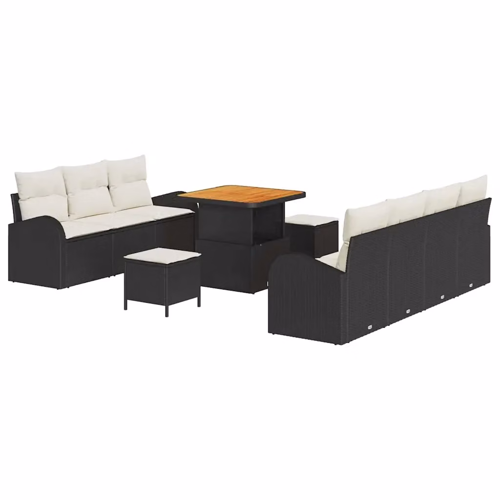vidaXL Set Divano da Giardino Moderno a L con 10 Pezzi, Nero e Beige – 2