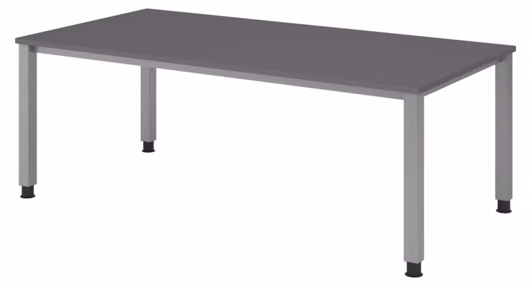 Scrivania bümö Serie Q - Struttura: argento, finitura: grafite, dimensioni: 200 x 100 cm