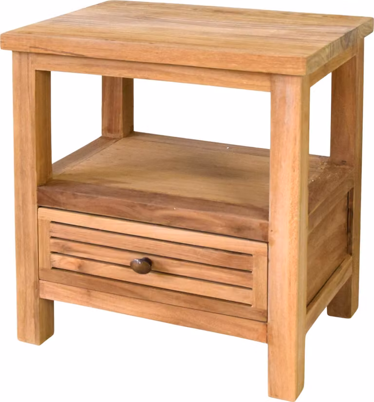Tavolino laterale Halmstad, in legno di teak massello, resistente agli agenti atmosferici