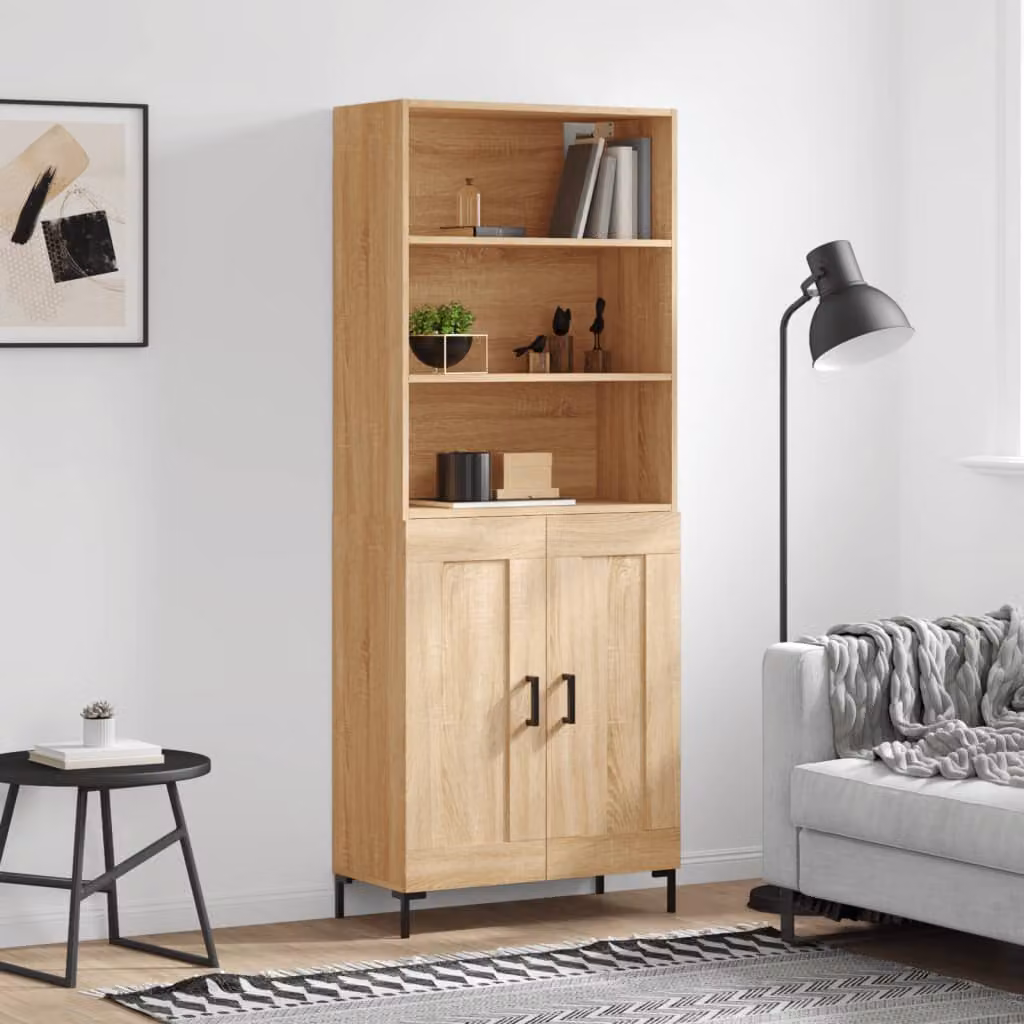 Credenza moderna vidaXL in legno Rovere Sonoma, L: 69,5 cm, P: 34 cm, H: 180 cm