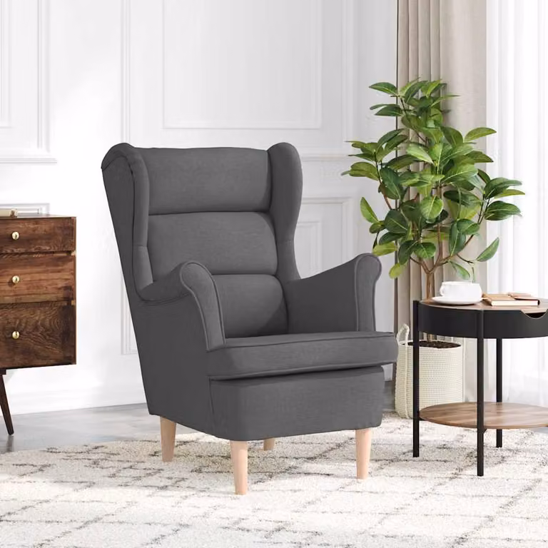 Poltrona moderna vidaXL in tessuto grigio con braccioli e imbottitura in schiuma, L: 74 cm, P: 84 cm, H: 100 cm