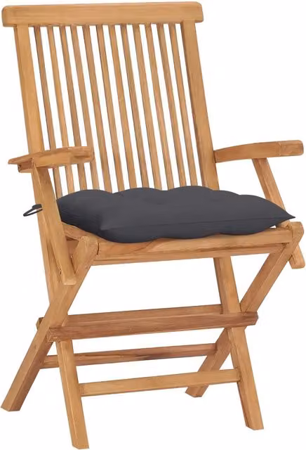 Set di 4 sedie pieghevoli vidaXL in legno di teak con cuscini color antracite per giardino e terrazza
