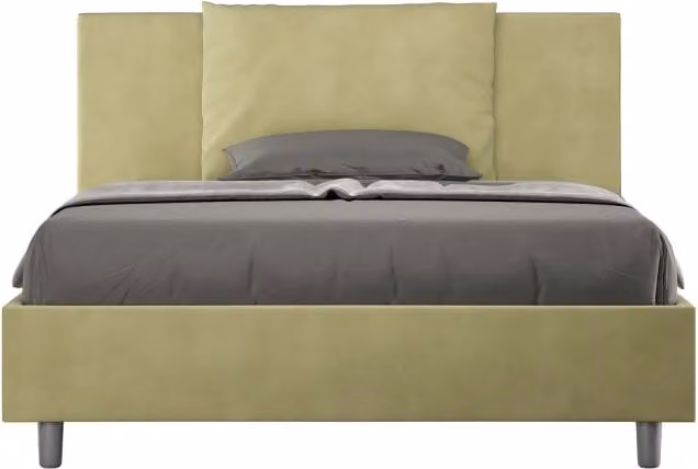 Letto imbottito Matrimoniale francese 140x200 cm Antea - Senza rete,Microfibra,Tè verde