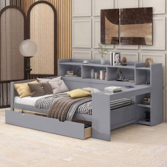 letto divano truciolare grigio 90 x 200 cm