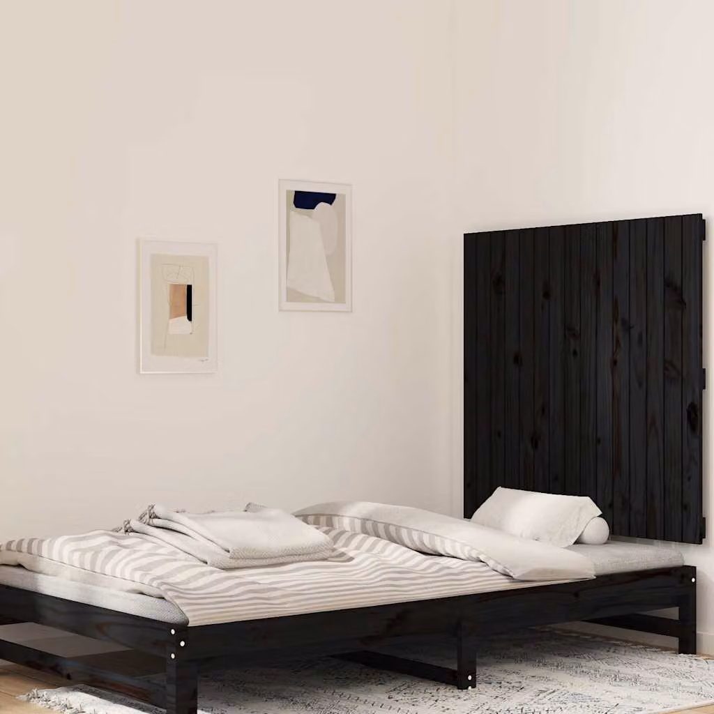 Testiera da parete vidaXL in legno massello di pino nero, L 95,5 x P 3 x H 90 cm