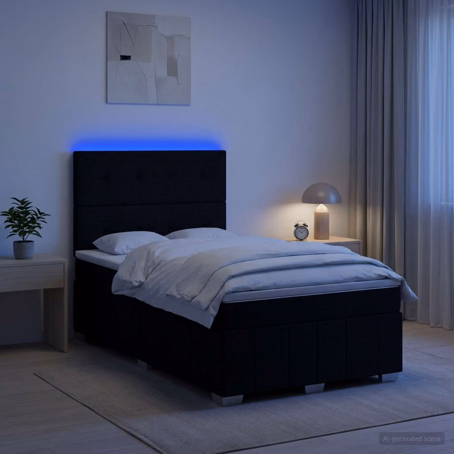 Letto Box Spring vidaXL con Materasso a Molle Pocket e Illuminazione LED, Nero, L/P: 120 x 200 cm