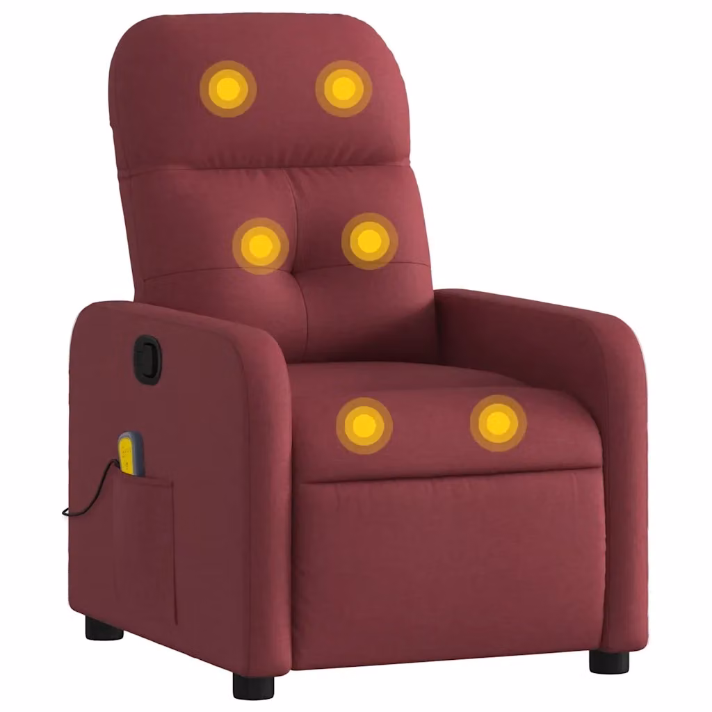 Poltrona Reclinabile Relax vidaXL in Tessuto Rosso con Braccioli e Regolazione Manuale – 2