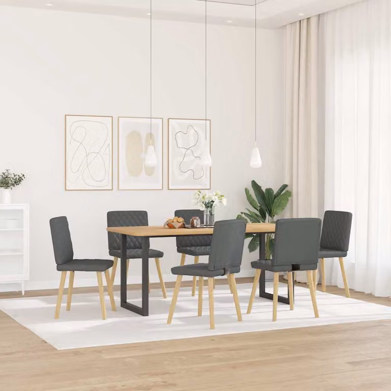 Sedie da Pranzo 6 pz Grigio Scuro in Tessuto