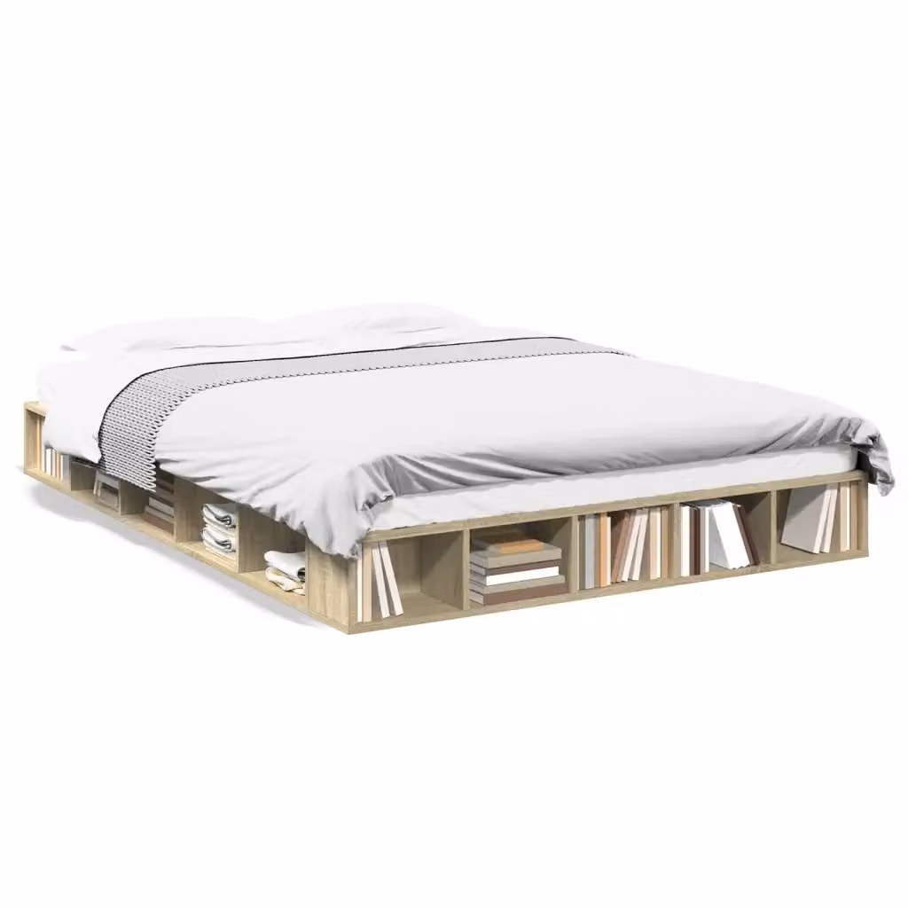 Letto con contenitore e doghe in legno vidaXL, Rovere Sonoma, L/P: 160 x 200 cm – 2