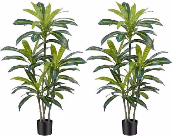 Dracaena - Pianta artificiale da 120 cm con vaso nero - Decorazione per il soggiorno