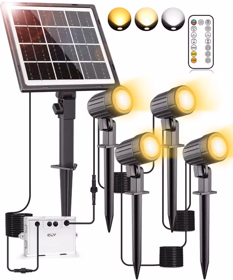 Set di 4 luci solari da giardino, con 3 temperature di colore e 3 livelli di luminosità, grado di protezione IP66