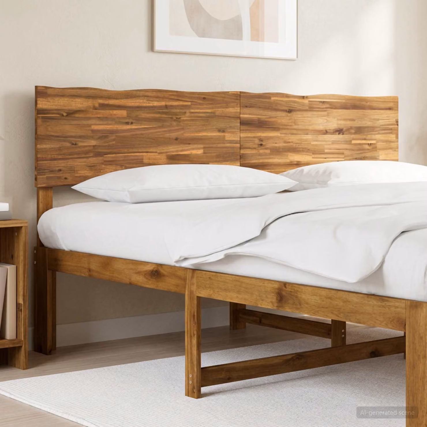 Testiera per letto con bordo vivo vidaXL ROSTOCK in legno massello di acacia, colore naturale