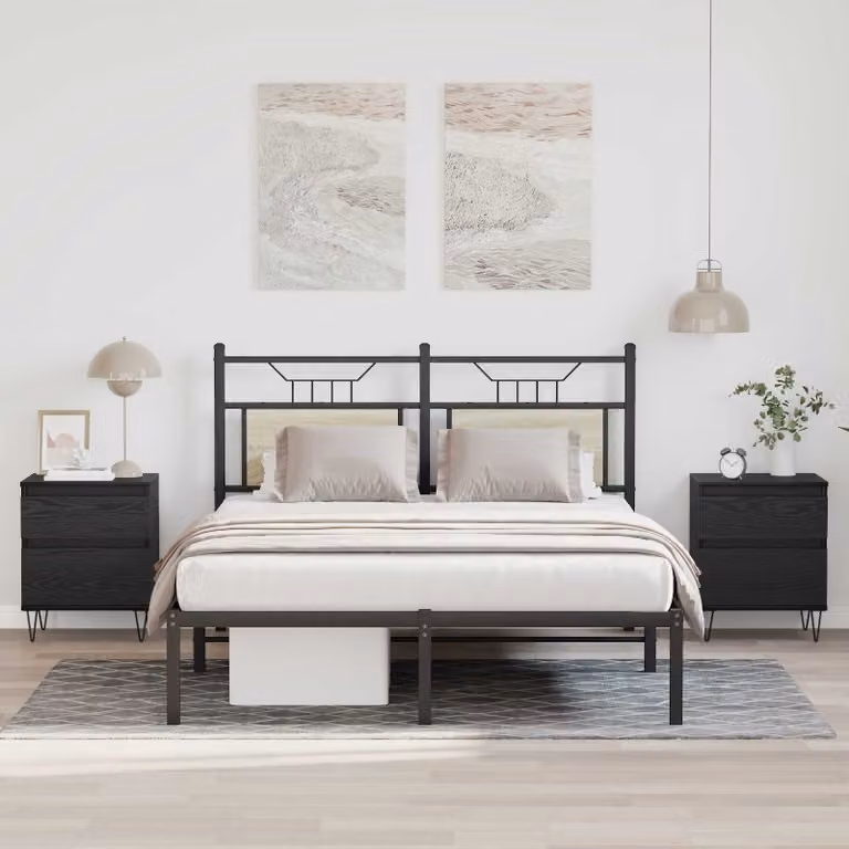 Armadietto per letto vidaXL in stile moderno, colore nero opaco, L 40 cm x P 35 cm x H 50 cm