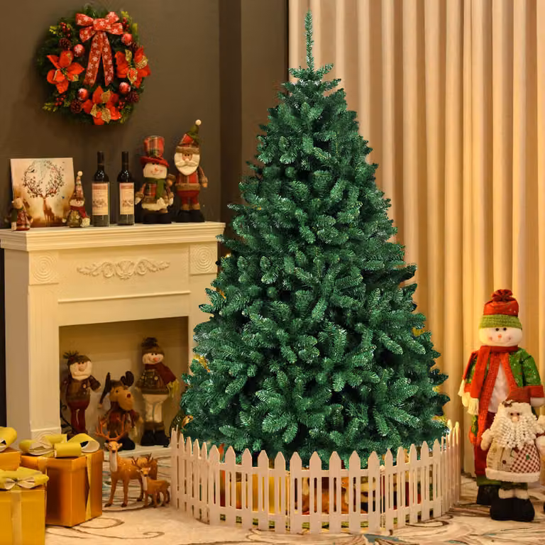 Costway 183cm Albero di Natale Artificiale in PVC con 1355 rami e supporto metallo, Albero natalizio con effetto realistico