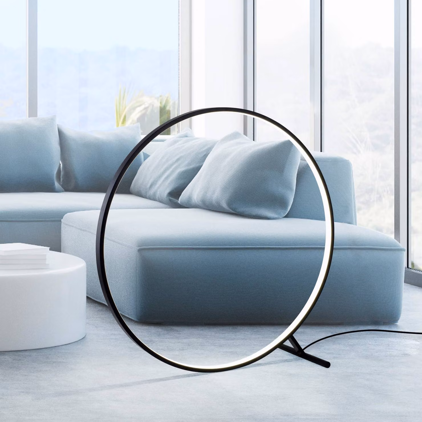 Paul Neuhaus Lampada da terra a LED Hula, dimmerabile, Nero, Soggiorno / Sala da pranzo, Alluminio, Moderno, Lampada LED da terra