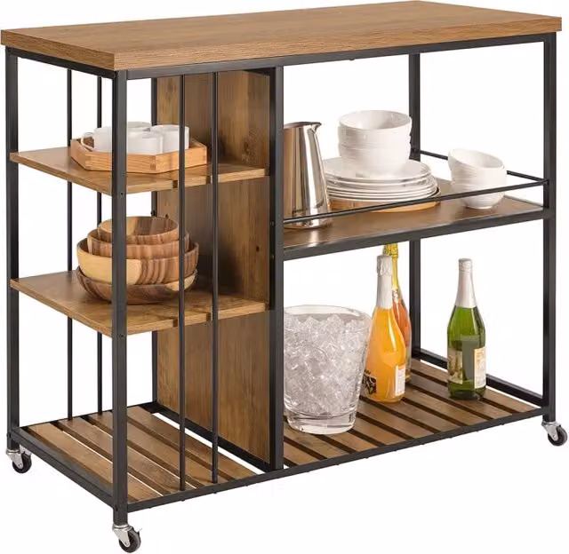 Carrello da cucina SOBUY con 5 ripiani e ruote, modello SVW18-F in stile vintage, L: 110 cm, P: 45 cm, H: 92 cm – 1