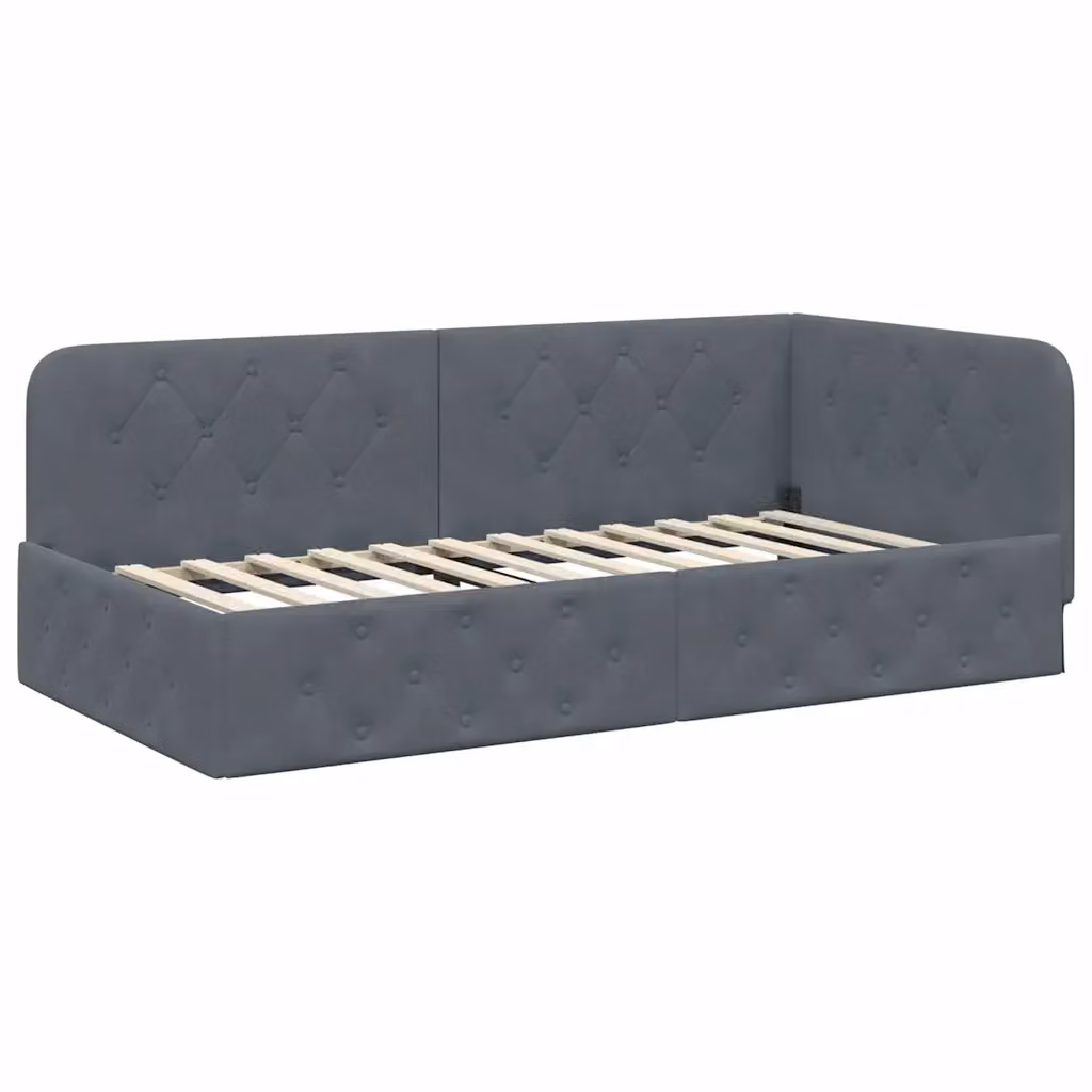 Cornice del letto ad angolo vidaXL in velluto grigio, L/P/H: 200 x 100 x 72 cm – 2