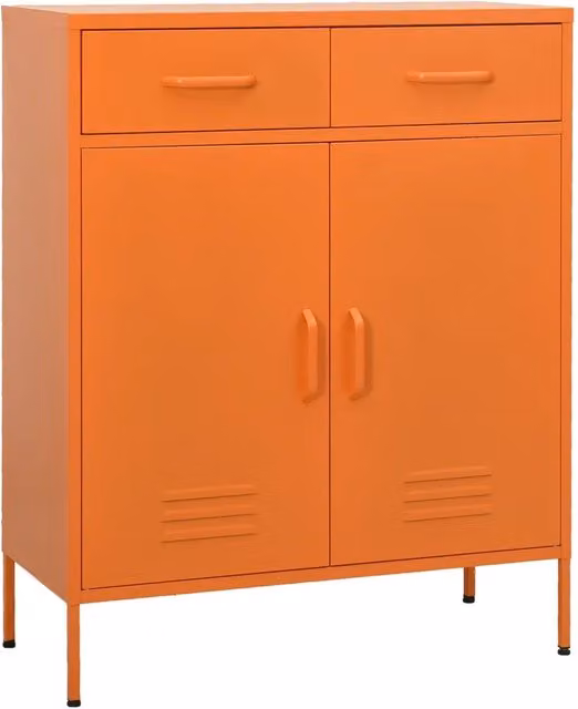 Mobile contenitore moderno arancione con cassetti estraibili in metallo L: 80 cm, P: 35 cm, H: 101,5 cm