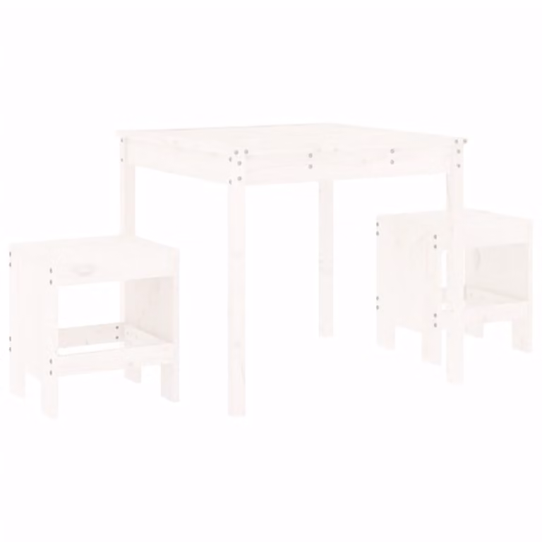 Set da Bistrot da Giardino 3pz Bianco in Legno Massello di Pino