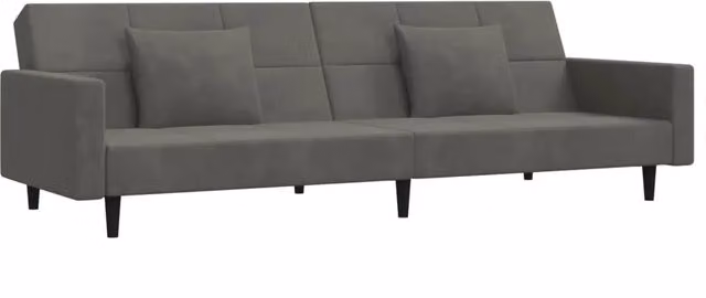 Divano letto | Sof¨¤ letto | Letto singolo a 2 Posti con 2 Cuscini Grigio Scuro in Velluto