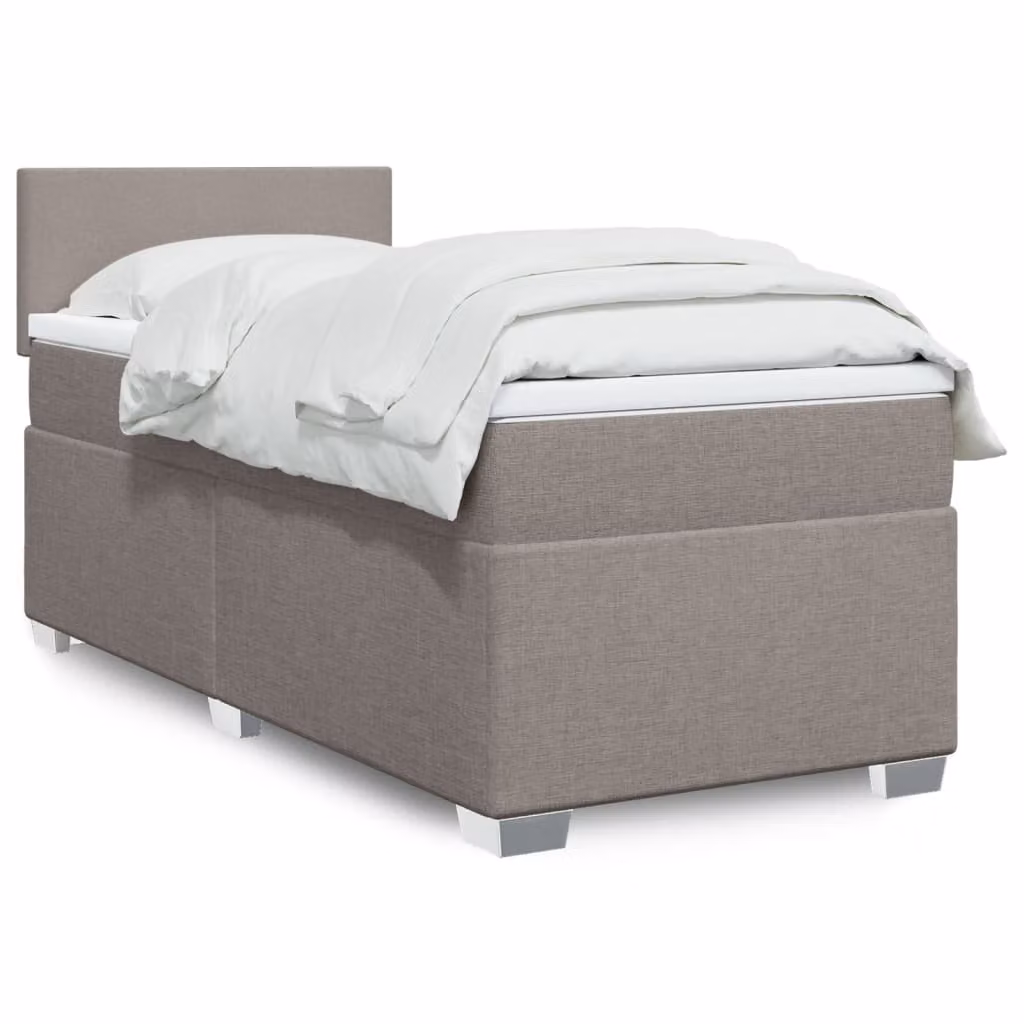 vidaXL Letto Ibrido con Giroletto a Molle e Materasso in Tessuto, Colore Tortora/Grigio/Beige, L/P: 100 x 200 cm