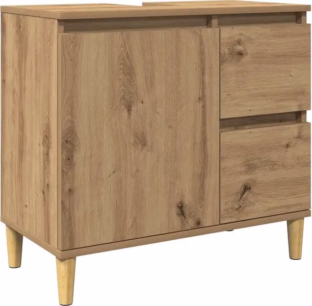 Mobile SottoLavabo Moderno Design In in MDF Marrone con Ante e Cassetti, L: 65 cm, P: 33 cm, H: 60 cm – 1