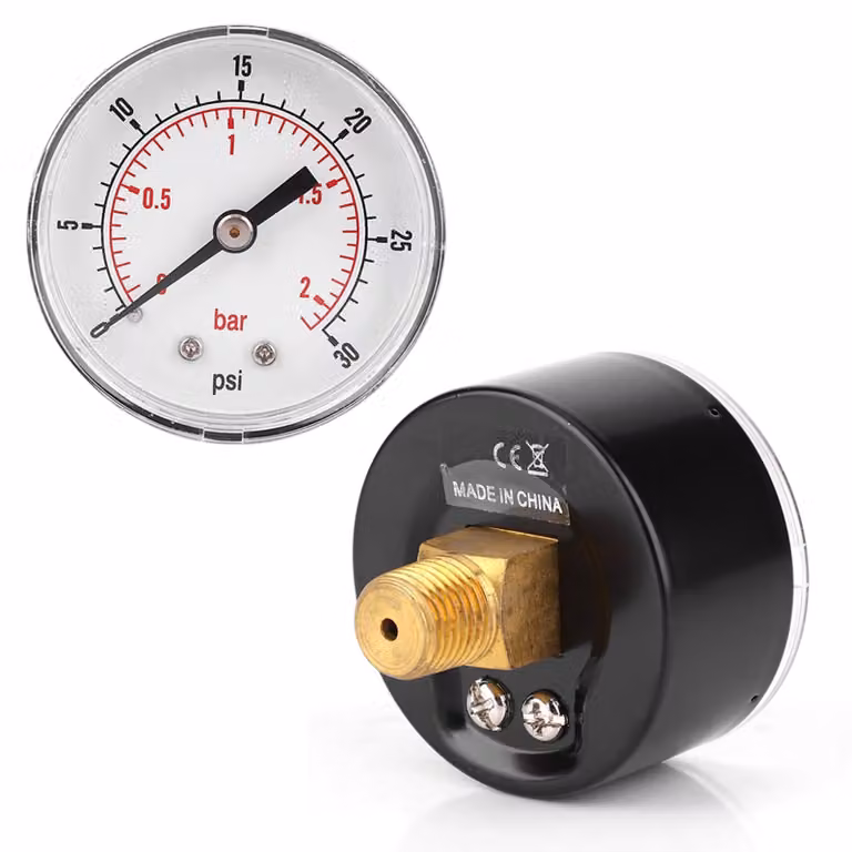 Manometro da 0 a 30 psi / 0 a 2 bar, in ottone, con attacco 1/4 BSPT