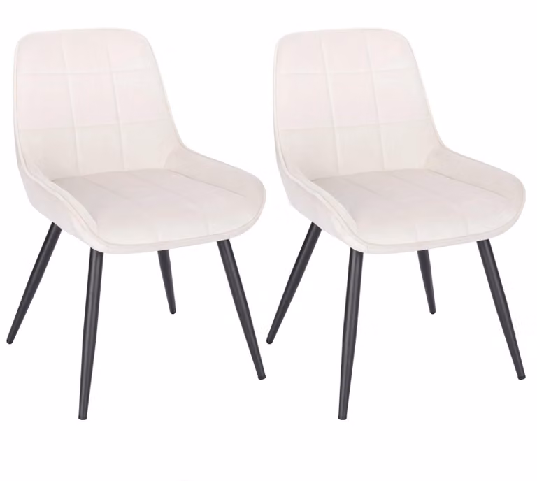Set di sedie da pranzo - Sedie da pranzo moderne - Set da 2 - Rivestimento in velluto color crema - Ergonomiche - Imbottite - Con braccioli - Altezza regolabile