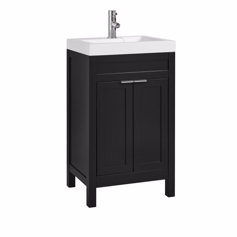 Mobile Bagno Grigio Nero da 500mm con Lavabo e Maniglie Moderne con Impugnatura a Dito Cromate - Warwick