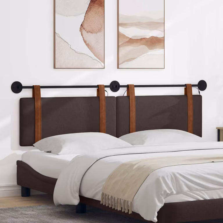 Testiera sospesa vidaXL con luce LED integrata in similpelle marrone scuro