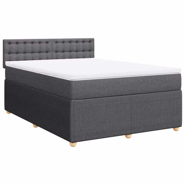 Giroletto a Molle con Materasso Grigio Scuro 160x200 cm Tessuto