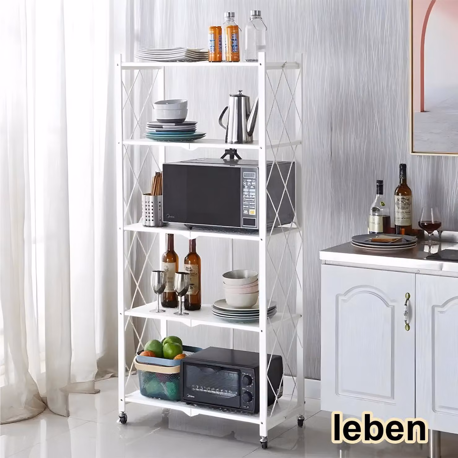 Seven Comfort, scaffale per cucina, scaffale a colonna, 34 x 71,5 x 159 cm, bianco